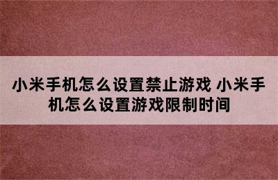 小米手机怎么设置禁止游戏 小米手机怎么设置游戏限制时间